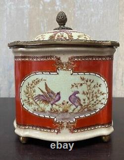 European Dresser Box Vintage Hand Painted Crackle Glazed Finish