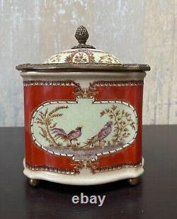 European Dresser Box Vintage Hand Painted Crackle Glazed Finish