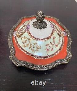 European Dresser Box Vintage Hand Painted Crackle Glazed Finish