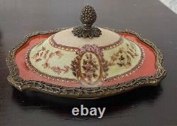 European Dresser Box Vintage Hand Painted Crackle Glazed Finish