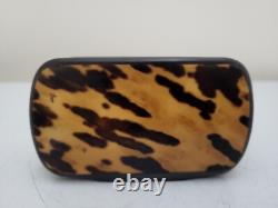 GEORGIAN Antique TORTOISESHELL Veneer & Horn Hinged Lid Snuff Pill Trinket Box