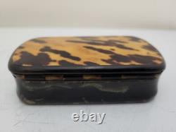 GEORGIAN Antique TORTOISESHELL Veneer & Horn Hinged Lid Snuff Pill Trinket Box
