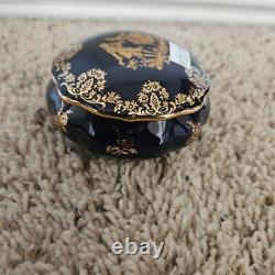 Gold jewelry box vintage porcelaine imperia limoges france