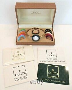 Gucci Vintage 1100-L Change Bezel Womens Bangle Bracelet Watch withOriginal Box