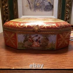HJB Vintage French Handpainted Jewelry Box