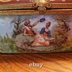 HJB Vintage French Handpainted Jewelry Box