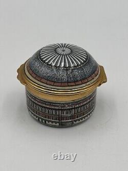 Halcyon Days Enamels round Trinket Box Royal Albert Hall vintage RARE