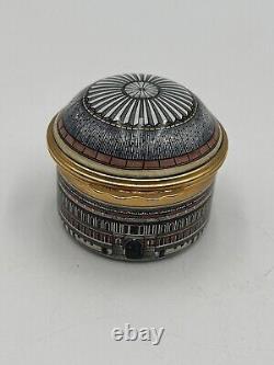 Halcyon Days Enamels round Trinket Box Royal Albert Hall vintage RARE