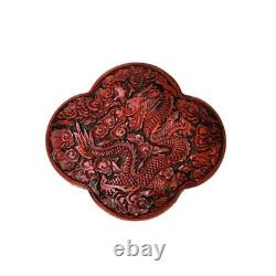 Handcrafted Vintage Chinese Red Lacquer Four Lobed Floral Accent Box GB335