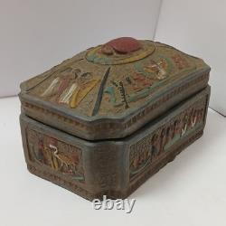 Handmade Vintage Egyptian Trinket Box stone with Pharaoh Relief, Collectible