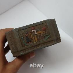 Handmade Vintage Egyptian Trinket Box stone with Pharaoh Relief, Collectible