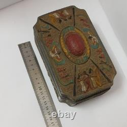 Handmade Vintage Egyptian Trinket Box stone with Pharaoh Relief, Collectible