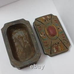 Handmade Vintage Egyptian Trinket Box stone with Pharaoh Relief, Collectible