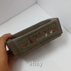 Handmade Vintage Egyptian Trinket Box stone with Pharaoh Relief, Collectible