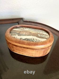 Handmade Vintage Lee Barnes Naomi Peck Inlaid Copper & Wood Box LB Peck 1980