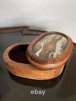 Handmade Vintage Lee Barnes Naomi Peck Inlaid Copper & Wood Box LB Peck 1980