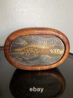 Handmade Vintage Lee Barnes Naomi Peck Inlaid Copper & Wood Box LB Peck 1980