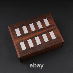 Hans Hansen. Wood Box, Inlaid Silver. 10 x Silverbars. Vintage. MADE IN DENMARK