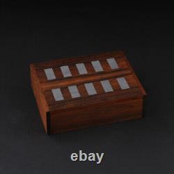 Hans Hansen. Wood Box, Inlaid Silver. 10 x Silverbars. Vintage. MADE IN DENMARK