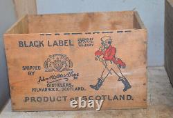 Harvey's & Johnnie Walker Black scotch whiskey vintage wood wooden box lot