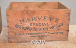 Harvey's & Johnnie Walker Black scotch whiskey vintage wood wooden box lot