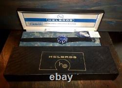Helbros Cavalier Blue Face Watch Men's MCM NEW OLD STOCK Paper Plastic Box Nice