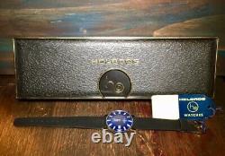 Helbros Cavalier Blue Face Watch Men's MCM NEW OLD STOCK Paper Plastic Box Nice