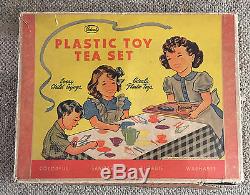 Ideal Plastic Toy Tea Set C. 1950 Boxed Vintage Early Plastic Set