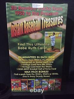 Instant Baseball Treasures Box 20 Unopened Packs Auto Patch Vintage Ruth