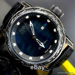 Invicta Excalibur Vintage Swiss Made Black MOP 52mm Leather Limited Ed Watch New