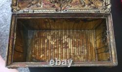 Italian Mid-century Mod. Dep. Ornate Brass Jewelry Box W. Cherubs. Ec