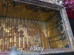 Italian Mid-century Mod. Dep. Ornate Brass Jewelry Box W. Cherubs. Ec