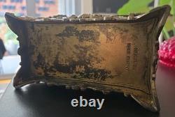 Italian Mid-century Mod. Dep. Ornate Brass Jewelry Box W. Cherubs. Ec