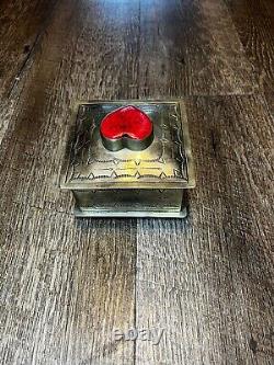 J. Alexander Silver Stamped Box with Coral Heart