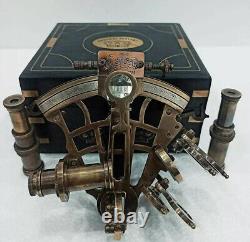 J. SCOTT Antique Sextant Nautical Brass Astrolabe Working Marine Vintage Box