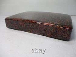 Japanese Tsugaru Lacquer Natural Wooden Karanuri Text Box 27×21×5cm Boxed Unused
