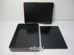 Japanese Tsugaru Lacquer Natural Wooden Karanuri Text Box 27×21×5cm Boxed Unused
