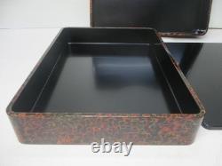 Japanese Tsugaru Lacquer Natural Wooden Karanuri Text Box 27×21×5cm Boxed Unused