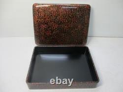 Japanese Tsugaru Lacquer Natural Wooden Karanuri Text Box 27×21×5cm Boxed Unused