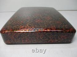 Japanese Tsugaru Lacquer Natural Wooden Karanuri Text Box 27×21×5cm Boxed Unused