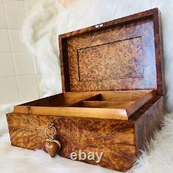 Jewellery burl thuya Box lockable wooden burl box organizer with key