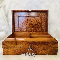Jewellery burl thuya Box lockable wooden burl box organizer with key