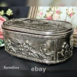 Jewelry Box Vintage Casket Silver Plated with Cherubs Art Nouveau 1920's