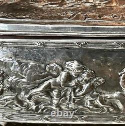 Jewelry Box Vintage Casket Silver Plated with Cherubs Art Nouveau 1920's