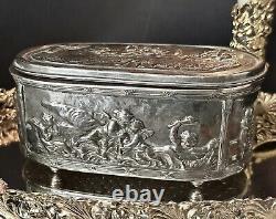 Jewelry Box Vintage Casket Silver Plated with Cherubs Art Nouveau 1920's