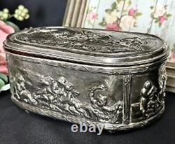 Jewelry Box Vintage Casket Silver Plated with Cherubs Art Nouveau 1920's