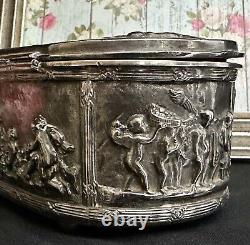 Jewelry Box Vintage Casket Silver Plated with Cherubs Art Nouveau 1920's