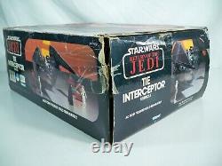 K22i79512 TIE INTERCEPTOR W BOX 100% COMPLETE WORKS STAR WARS ROTJ 1983 VINTAGE