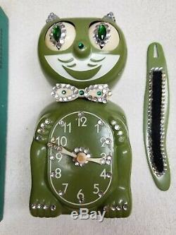 Kit Cat Klock Vintage 1960's Jeweled Avocado With Box Non-Working