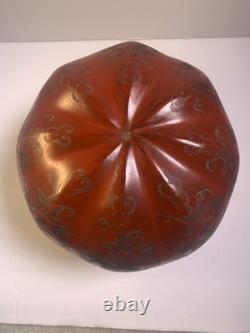 LARGE Vintage Chinese Floral Red lacquer box Gourd/ Pumpkin Floral 10.5 x 8.75